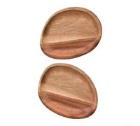 EffiFish 4 Pcs Wood Snack Tray Irregular Teardrop Shape Rustic | Natural solid wood, irregular teardrop shape, raised rim prevents sliding, smooth polished finish, home cafe decor