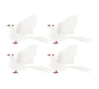 EffiFish 4pcs Artificial White Doves, with Spread Wings, Lifelike Foam Bird Ornaments for Wedding Party Home Garden Decor