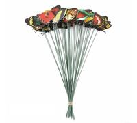 EffiFish 50Pcs Butterfly Garden Stakes PVC Metal Spring Wind Vibration Outdoor Lawn Decor(7CM)