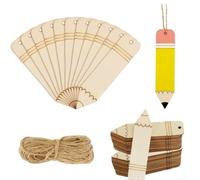 EffiFish 50pcs for Blank Wooden Pencil Bookmarks Unfinished DIY Art Tags for Students Teachers - Natural Wood Page Markers 12x3cm