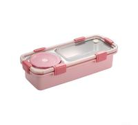 EffiFish 600ml Stainless Steel Food Container 2 Section with Bowl(Pink) | High-grade stainless steel, rust resistant, for durable daily use, safe material, dishwasher friendly