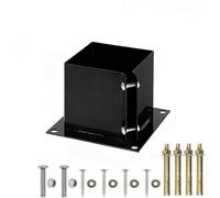 EffiFish 6x6 Inch Steel Post Anchor Square Bracket Bolt Down Base for Wooden Fence Mailbox Deck Installation with Rust Resistant Coating Black(2pc)