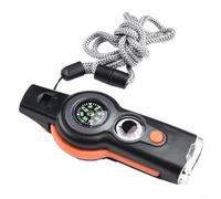 EffiFish 7-in-1 Survival Whistle with LED, for COMPASS, Thermometer for Camping Hiking Safety Gear Orange(Grey)