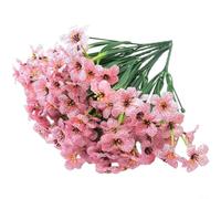 EffiFish 7 Pack Violet Silk Flowers,Printed Fabric Blooms,Weatherproof Garden Decor,Fake Flower Arrangements(Pink)