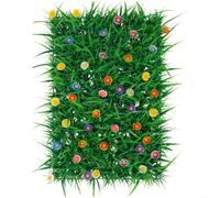 EffiFish Artificial Grass Panel,With Vibrant Flowers, Realistic Fake Lawn For Garden Partition, Easy Trim Green Wall Decor For Outdoor Wedding(40×60cm)