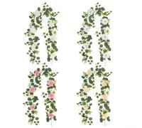 EffiFish Artificial Rattan Vine 1.8M Lifelike Silk Flower Garland For Wedding Arch Home Garden Wall Decor Green(001)