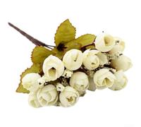 EffiFish Artificial Silk Roses Long Stem Fake Flowers for Wedding Bridal Bouquets Home Decor Centrepieces - 24cm Pink Purple Yellow Wine Red for champagne 5 Branches(J)