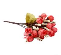 EffiFish Artificial Silk Roses Long Stem Fake Flowers for Wedding Bridal Bouquets Home Decor Centrepieces - 24cm Pink Purple Yellow Wine Red for champagne 5 Branches(I)