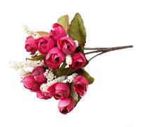 EffiFish Artificial Silk Roses Long Stem Fake Flowers for Wedding Bridal Bouquets Home Decor Centrepieces - 24cm Pink Purple Yellow Wine Red for champagne 5 Branches(F)