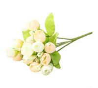 EffiFish Artificial Silk Roses Long Stem Fake Flowers for Wedding Bridal Bouquets Home Decor Centrepieces - 24cm Pink Purple Yellow Wine Red for champagne 5 Branches(D)