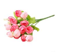 EffiFish Artificial Silk Roses Long Stem Fake Flowers for Wedding Bridal Bouquets Home Decor Centrepieces - 24cm Pink Purple Yellow Wine Red for champagne 5 Branches(B)