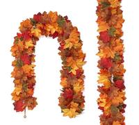 EffiFish Autumn Leaf Garland, Hanging Vines Maple Garland Artificial Maple Leaves Thanksgiving Decor For Home Wedding Fireplace Party(251-1)