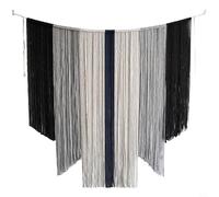 EffiFish Boho Macrame Wall Hanging Handwoven Cotton Tapestry, Artistic Fringe Decor for Home Living Room, Natural Wood Beads 120x120cm(Gray)