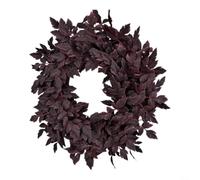 EffiFish Dark Foliage Round Wreath 24 Artificial Burgundy Garland | Layered Burgundy Foliage, 24-inch Round Design, For Doors Walls Mantels, Halloween for moody Decor, Standard Or Lit Options