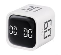 EffiFish Digital Cube Office Timer, Adjustable Volume Silent Countdown For Cooking, Work, Study And Children's Activities, Black(White)