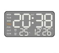 EffiFish Digital Wall Clock, LED Display With Time Date Temperature, 5-Level Brightness, 12/24H Format, Plastic Desk Alarm Clock For Home Office(Black shell)