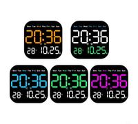 EffiFish Digital Wall Clock With Remote, LED Display Shows Time/Temp/Date, Countdown Timer, Adjustable Brightness, For Bedroom Desktop Or Wall Mount(Blue)