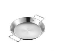 EffiFish Double Handle Stainless Steel Flat Bottom Paella Saucepan, Flat Bottom Pan 18Cm 20Cm 22Cm 24Cm 26Cm 28Cm 30Cm 32Cm Sizes(28CM)