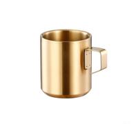 EffiFish Double Wall Insulated Travel Mug 280ml Stainless(Gold 200ML) | Double-wall vacuum tech, keeps hot 7h cold 18h, ergonomic handle, silver gold finish, easy grip