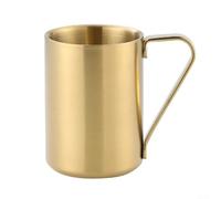 EffiFish Double Wall Insulated Travel Mug 280ml Stainless(Gold 280ML) | Double-wall vacuum tech, keeps hot 7h cold 18h, ergonomic handle, silver gold finish, easy grip