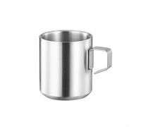 EffiFish Double Wall Insulated Travel Mug 280ml Stainless(Silver 200ML) | Double-wall vacuum tech, keeps hot 7h cold 18h, ergonomic handle, silver gold finish, easy grip