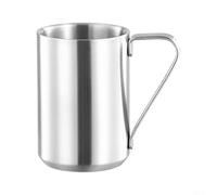 EffiFish Double Wall Insulated Travel Mug 280ml Stainless(Silver 280ML) | Double-wall vacuum tech, keeps hot 7h cold 18h, ergonomic handle, silver gold finish, easy grip