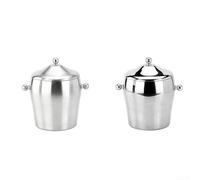 EffiFish Drum Profile Stainless Steel Ice Bucket with Wall Mount Option Lid and Dual Handles for Stable Ice Retention Indoor and Outdoor Applications (A)