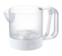 EffiFish for semi Automatic Egg Beater Hand Whisk With Strainer 450ML Measuring Cup Ergonomic Handle For Eggs Cream Dough Kitchen Tool White(White)