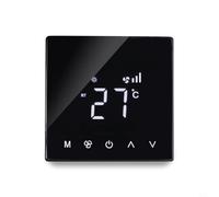 EffiFish for Smart LCD Thermostat For Central Air Conditioning With Timer And 3-Speed Control, Touchscreen Panel For Fan Coil Units, Black