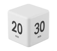 EffiFish Gravity Cube Timer with 15/20/30/60 Min Presets, Flip to Start Kitchen Cooking & Study Countdown, Loud Alarm & Display, ABS Plastic.(white)