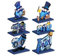 EffiFish Greatest Dad Ever Wooden Table Decorations, 6-Pack Blue Father's Day Set, Handcrafted Home Office Ornaments for Special for OCCASIONS(Style 2)