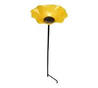 EffiFish Handmade Metal Garden Stake Bee Bath, Flower Shaped Bird Watering Station For Bees Butterflies, Rustproof Outdoor Decor 60Cm Red(Yellow)