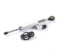 EffiFish Motorcycle Steering Damper for stabilizer Bracket 256mm Short Steel Mount Red Blue Gold Silver Titanium for Bike Control(Silver)