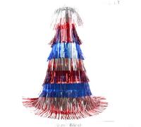 EffiFish Patriotic Party Hat With Red Silver Blue Tassels For 4Th July Veterans Day Parades Elastic Fit Lightweight PET Cap 31.5x20cm