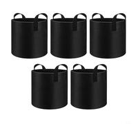 EffiFish Plant Grow Bags Pots With Handles 5 Pack Round Aeration Container Planting Pots For Garden Indoor Outdoor Black 1-10 Gallon Grow Bags(3 gallons 35 * 22CM)