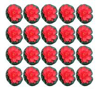 EffiFish Red Artificial Water Lily 10cm Floating Flowers for Koi Fish Pool Decoration - Faux Lotus Leaves Outdoor Pond Plants 20pcs