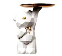 EffiFish Resin Geometric Bear Storage Tray, Cute Desktop Organizer for Keys & Stationery, Modern Home Decor Ornament, 12x24x12cm, White(White)