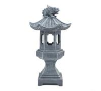 EffiFish Resin Solar Garden Lantern Grey Pagoda Style Resin Solar Garden(Mascot lights)