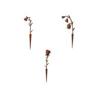 EffiFish Rusty Metal Flower Garden Stake, Weatherproof Rust Decoration for Outdoor Lawn Yard, Iron Plant Ornament Set(Lily of the Valley)