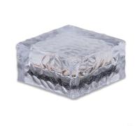 EffiFish Set of 4 Solar Powered Glass Cube Lights, Warm White LED Ground Bricks for Yard Lawn Walkway, Dusk to Dawn Automatic Garden Decor(White light)