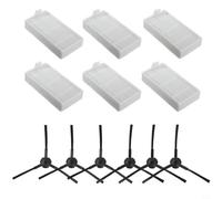 EffiFish Side Brush And Filter Replacement For ILIFE V3s, V5, V5s, V5s Pro Robot Vacuum, 6-Pack With 3 Left + 3 Right Brushes, Sponge Filter Set, White & Black