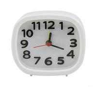 EffiFish Silent Quartz Alarm Clock With Night Light, Battery Operated Bedside Table Clock For Bedroom, No Ticking Sound, White(White)