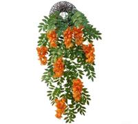 EffiFish Silk Flocking Hanging Flower Basket 120cm Artificial Lantern Vine Wall Decor for Porch Garden(Orange)
