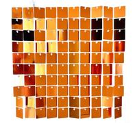 EffiFish Silver Sequin Wall Panel 30X30cm ，Reflective Glitter Backdrop For Wedding Party Birthday Event Decor Easy Install Reusable(Orange)