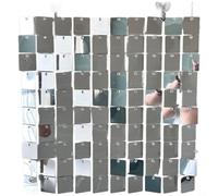 EffiFish Silver Sequin Wall Panel 30X30cm ，Reflective Glitter Backdrop For Wedding Party Birthday Event Decor Easy Install Reusable(Silver)