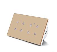 EffiFish Smart Wall Switch,For Tuya App Remote Control, Touch Glass Panel, 2-8 Gang WiFi Light Switch With Voice Control For Alexa, Gold(8 Gang)