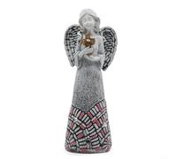 EffiFish Solar Angel Garden Statue with Cross Design,Resin Outdoor Decor,Weatherproof Solar-Powered Lawn Ornament for Yard,Patio,8.5x7.5x25.5cm