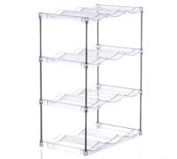 EffiFish Stackable Bottle Rack, 3-Tier Acrylic Organizer For Kitchen Cabinet, Refrigerator, Countertop,Plastic Storage Holder For Water, Wine(B)