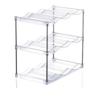 EffiFish Stackable Bottle Rack, 3-Tier Acrylic Organizer For Kitchen Cabinet, Refrigerator, Countertop,Plastic Storage Holder For Water, Wine(A)