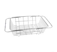 EffiFish Stainless Steel Dish Drainer Over Sink Adjustable Length Drying Rack with Cup Holder and Drainboard for Small Spaces 38-57cm(34.5x25x11cm)